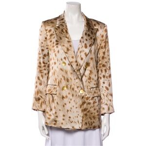 L’AGENCE Animal Print Silk Blazer